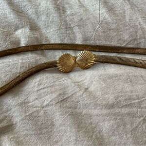 Vintage Gold stretchy snake belt with shell clasp accessories